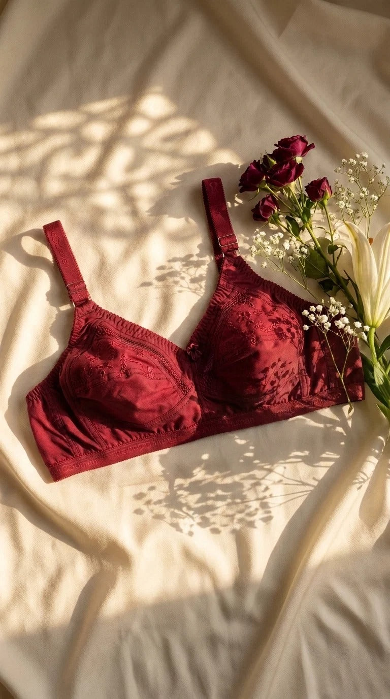 Maroon Cotton Bra For Women LB5430